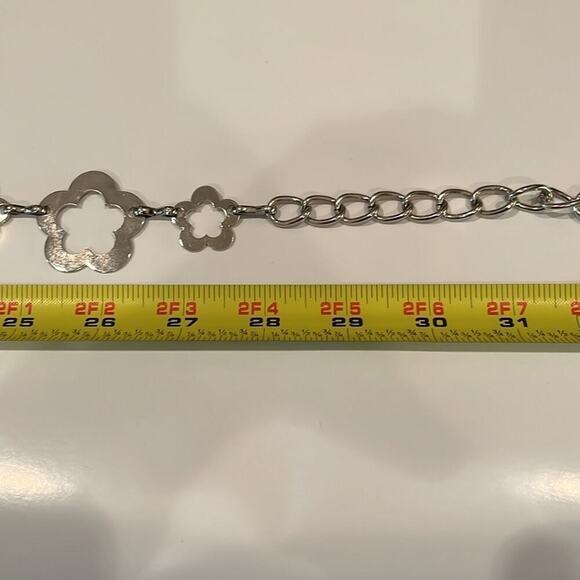 Gold Tone Boho Open Flower Concho Metal Chain Link Belt OS One Size - Picture 11 of 11